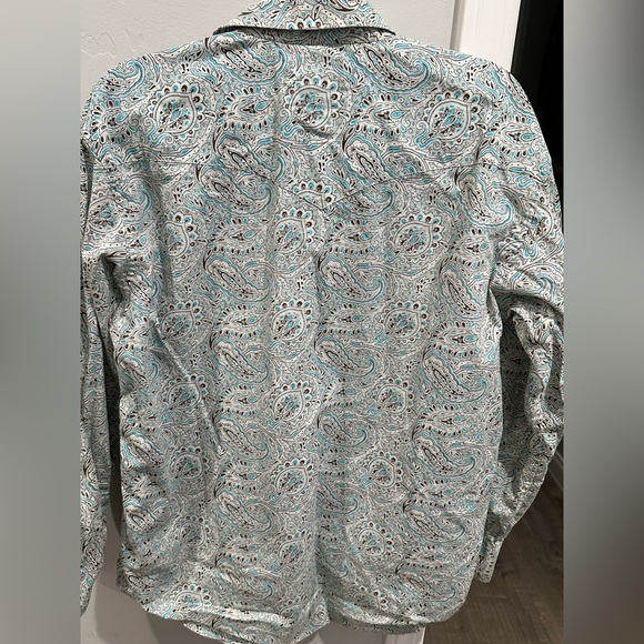 Panhandle Slim White and Blue Casual Button Down Shirt - Picture 4 of 4